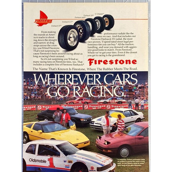 Firestone Firehawk SV Radial Tires "Where the Rubber Meets the Road" Ad 1989 - Picture 1 of 3